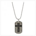 Crystal Cross Dog Tag Necklace